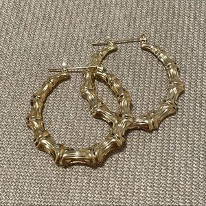 Vintage Gold Hoop Bamboo Earrings